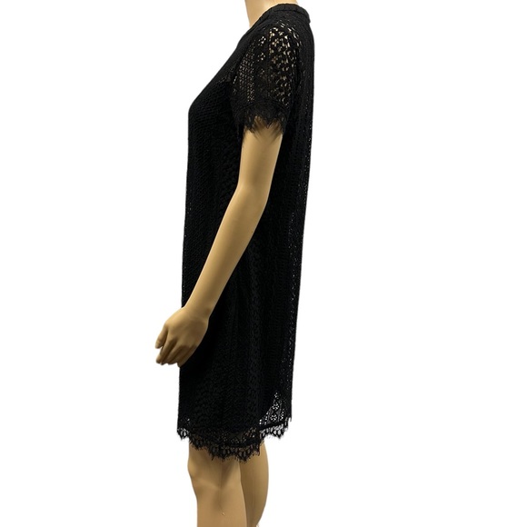 Lauren Conrad Black Short Sleeve Lace Keyhole Back Lined Mini Dress Women’s 6 - Picture 7 of 10